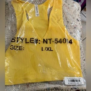 Zenana Ribbed Brami yellow in Large/XL NWT